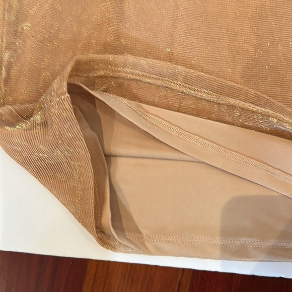 Gold Slinky dress with spaghetti straps and long-sleeve shrug - Picture 9 of 9